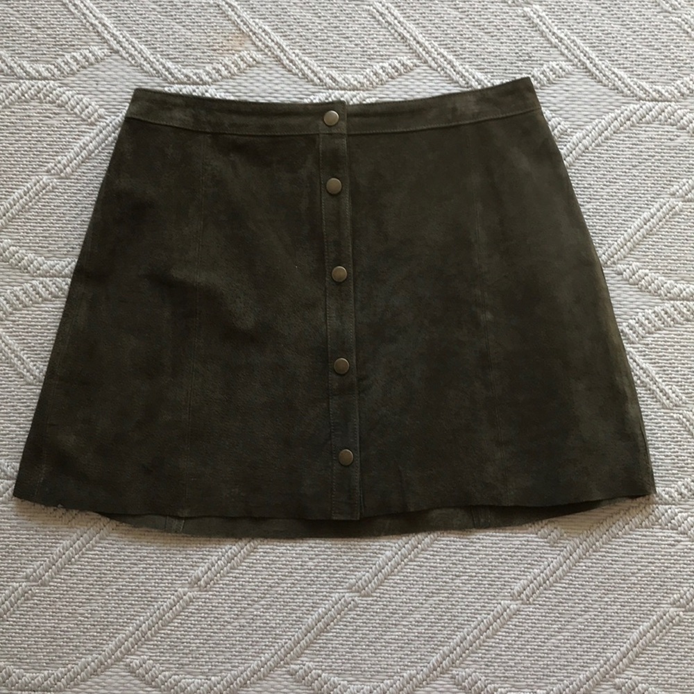 Forest Green Suede Mini Skirt